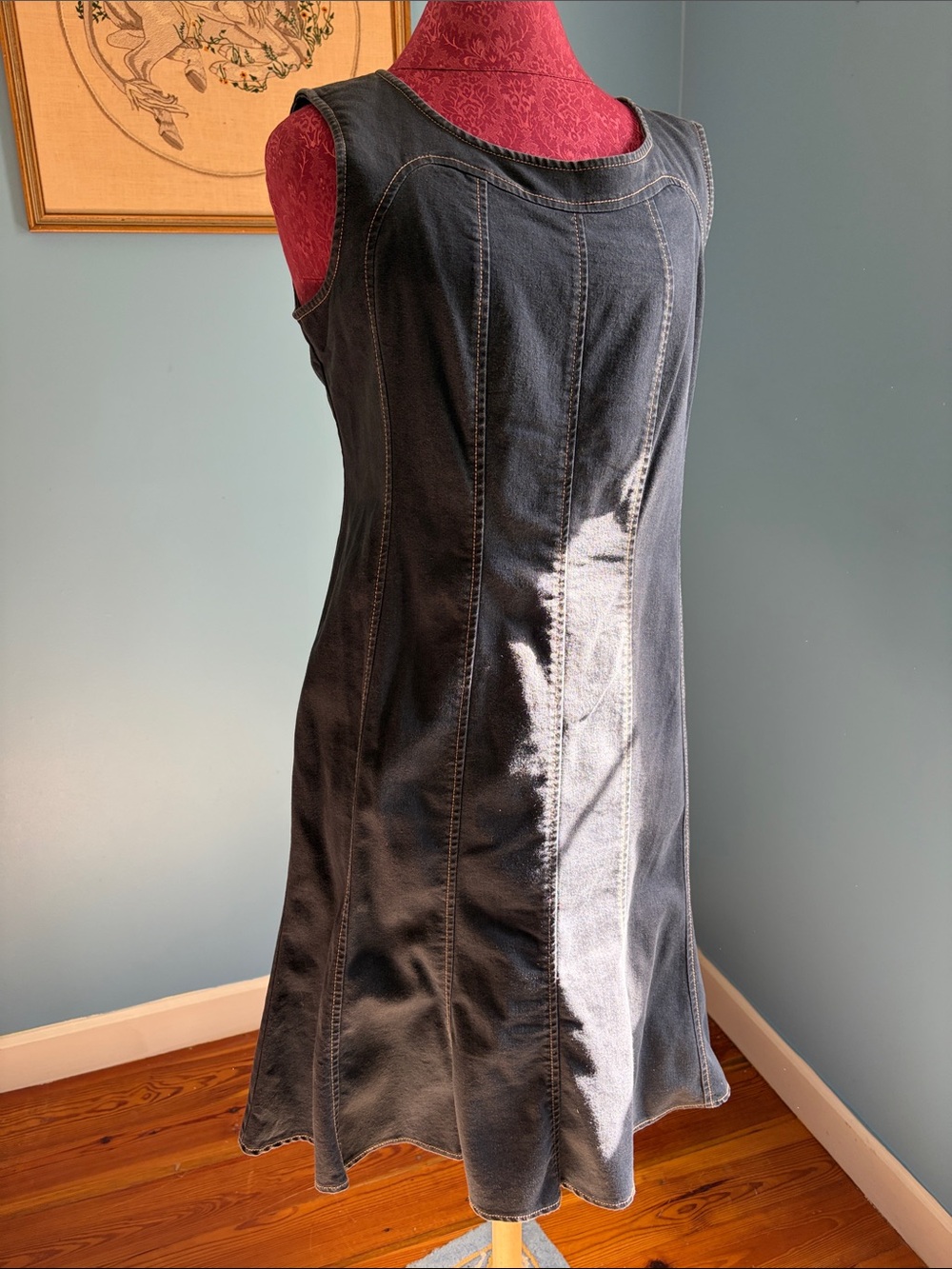 Denim fitted and gored dress